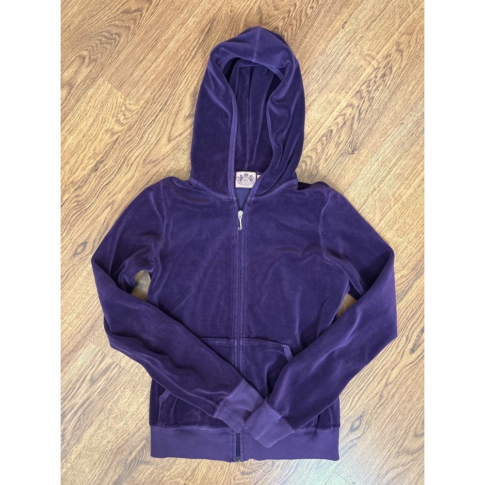Juicy Couture Purple Velour Zip Up Hoodie Y2K Track Jacket Women Cozycore Medium